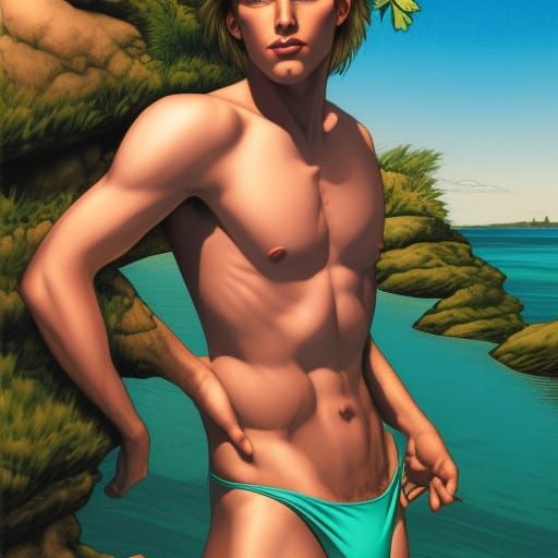 Green Eyed Man in Comic Book Art Style