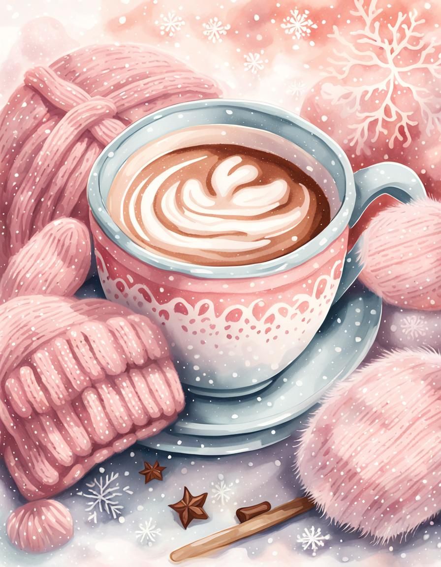 Cozy Winter Cocoa: A Whimsical Watercolor Illustration
