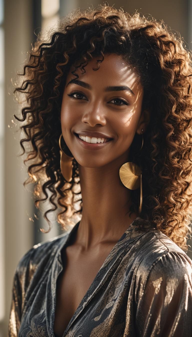 Radiant Portrait of a Black Woman with Expressive Eyes