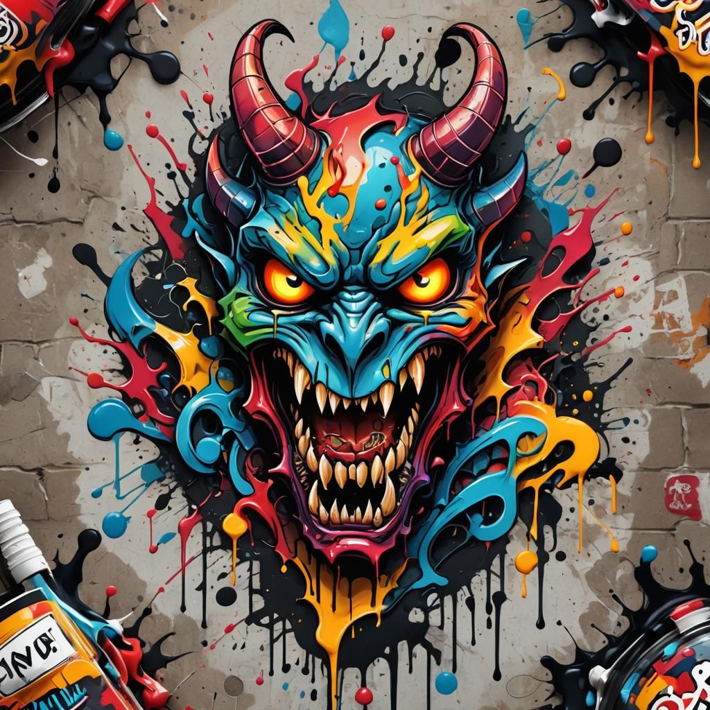 Daemon Buer Cartoon Logo in Graffiti Art Style