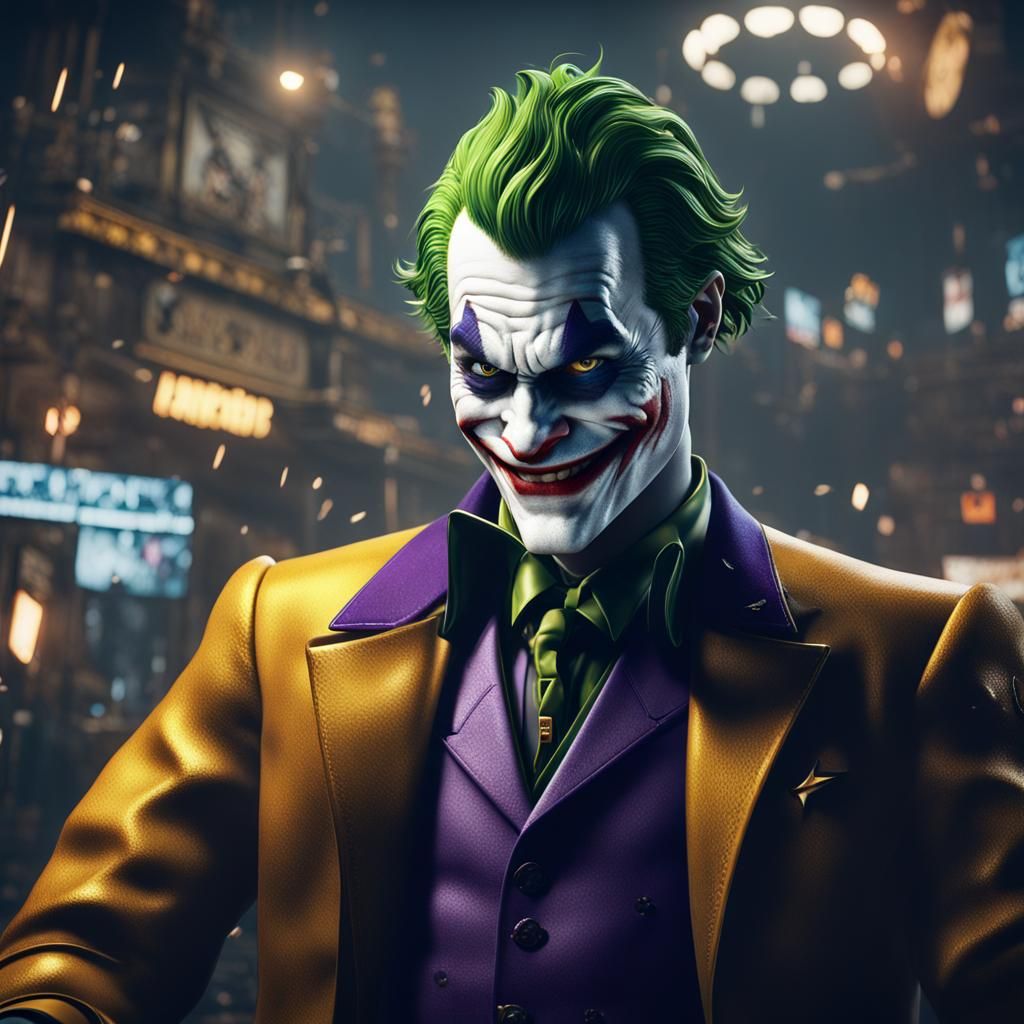Joker Smile in 3D Game Cinematic Style
