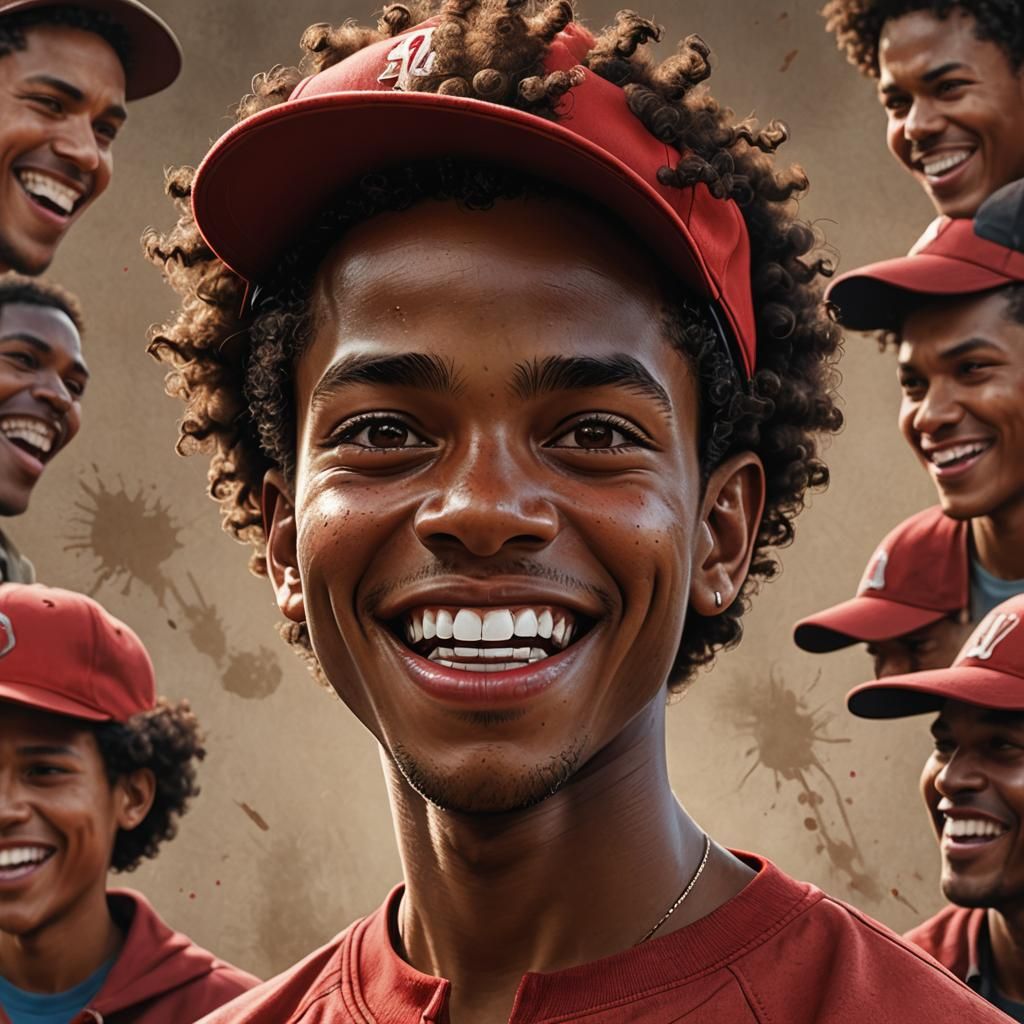 Hyperrealistic Portrait of a Smiling Man in Red Cap