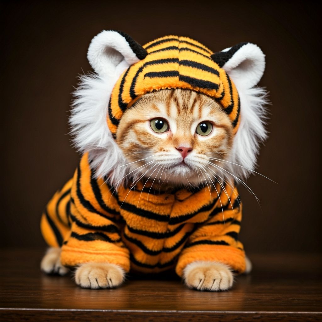 Tiny Cat Adorably Dressed as a Tiger