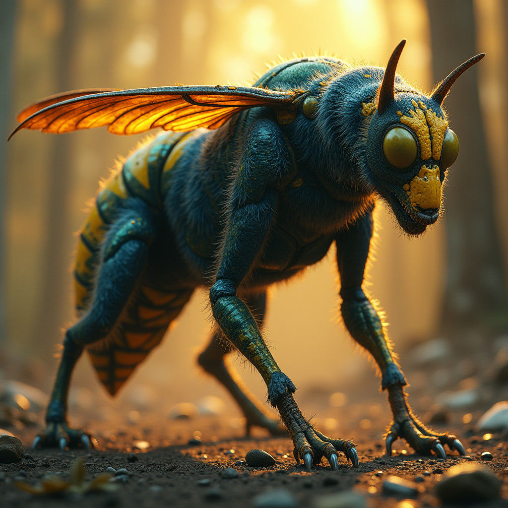 Genetically Modified Dog-Wasp Hybrid in Fantasy Art Style