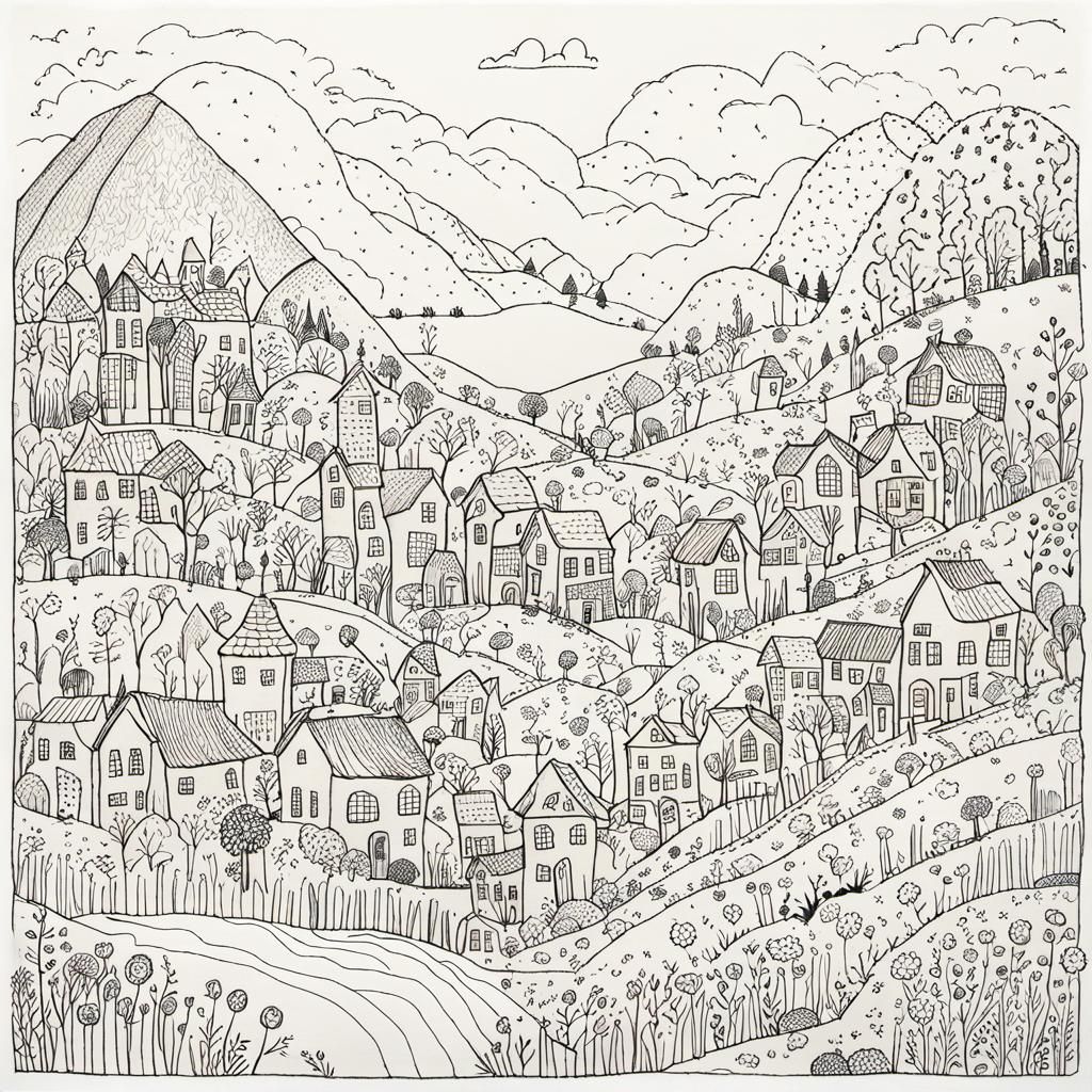 Naive Doodle World in Art Brut Style