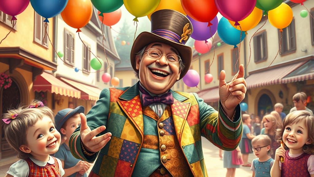 Vibrant Gentleman Whistles for Delighted Children in Whimsic...