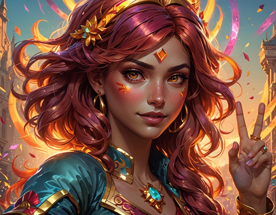 Sunset Shimmer Portrait in Art Nouveau Style