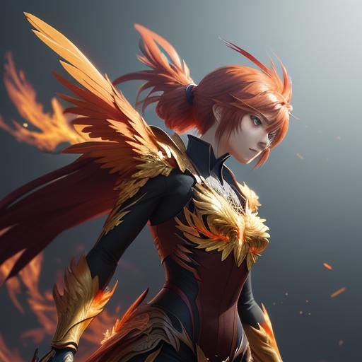Broken Arm Phoenix Rising: 3D Anime Art