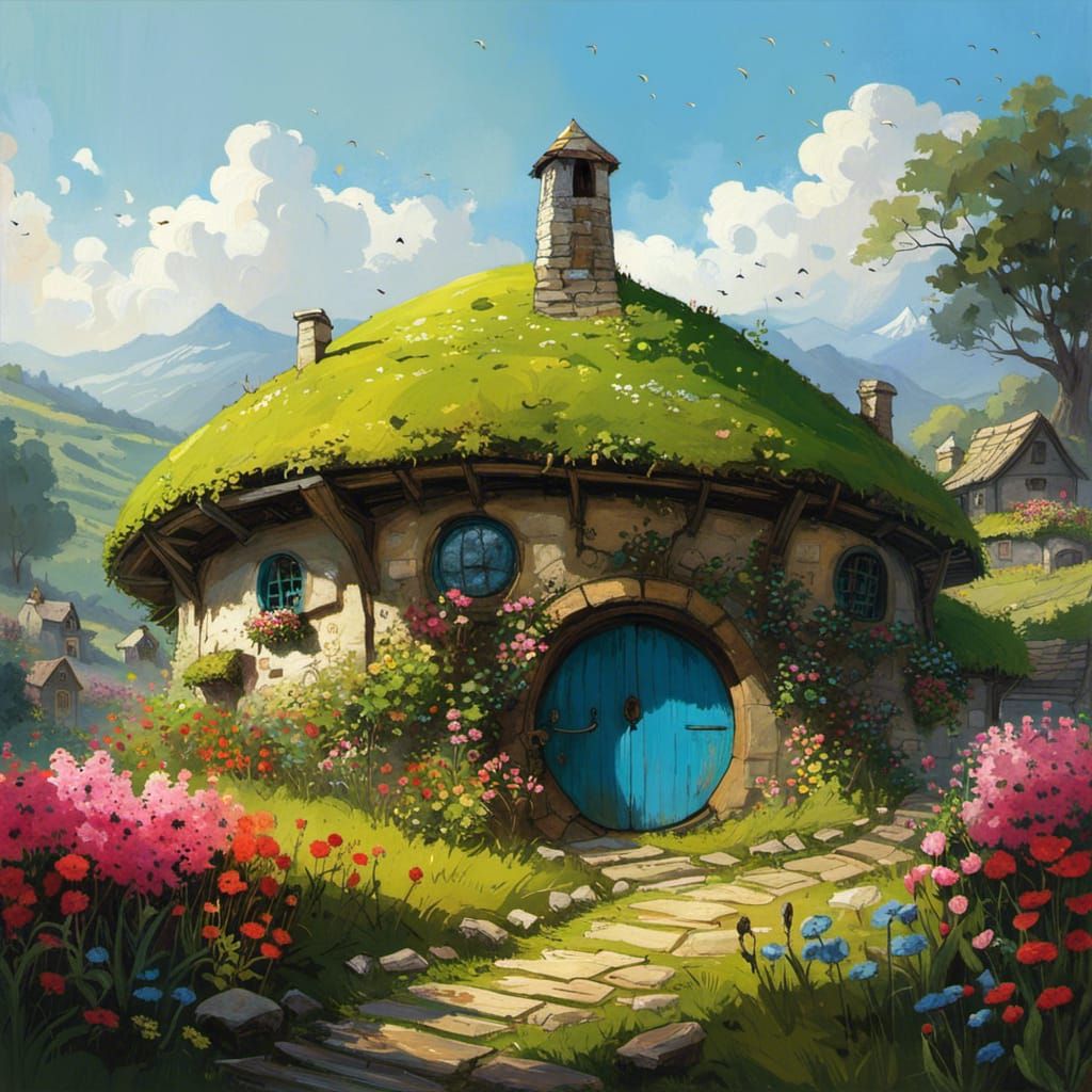 Enchanting Hobbit Village in Lush Countryside