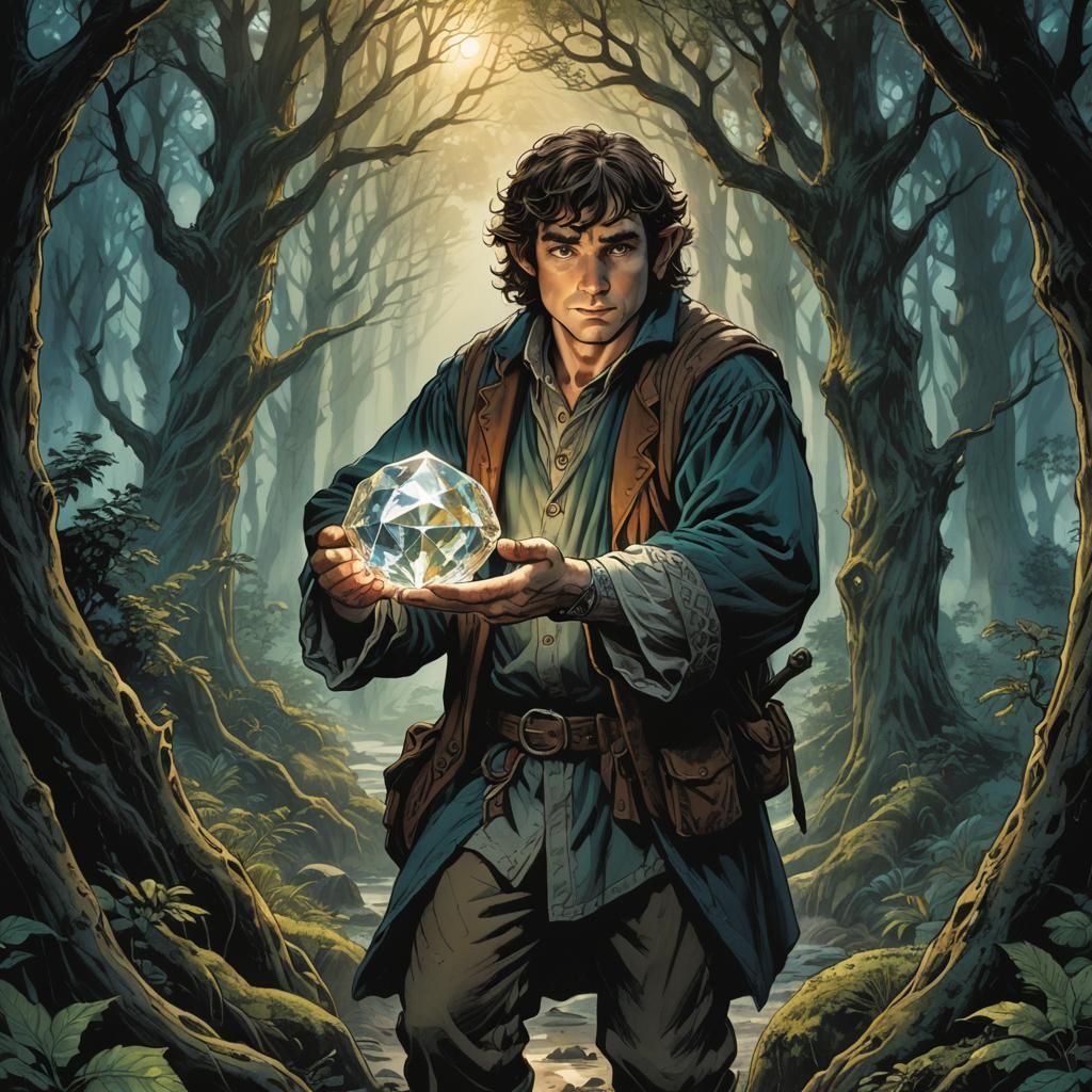 Hobbit Thief with Diamond in Comic Book Style