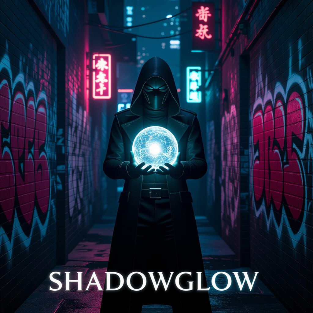 Masked Figure with Glowing Orb in Editorial Style