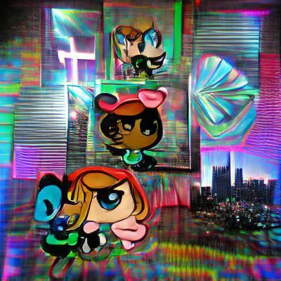 Powerpuff Girls in Holographic Pop Art Style