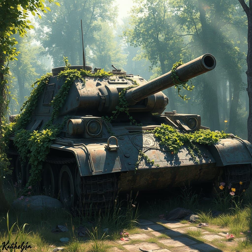 Tank Reclaimed: Dreamy Digital Art Illustration