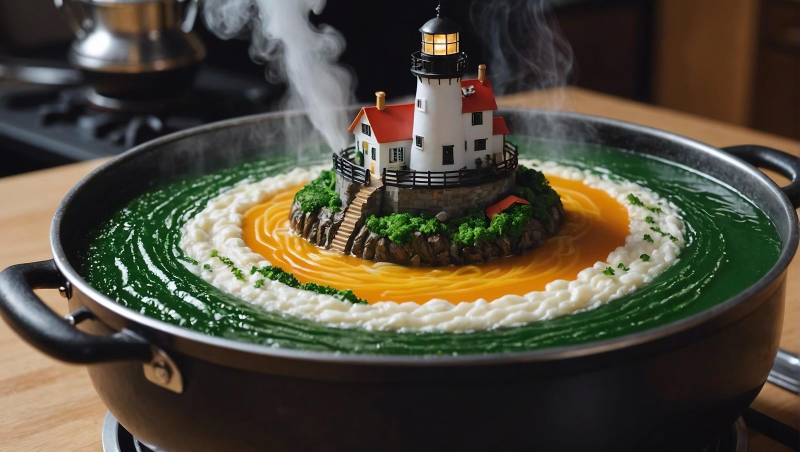 Miniature Storm and Lighthouse in Boiling Pot