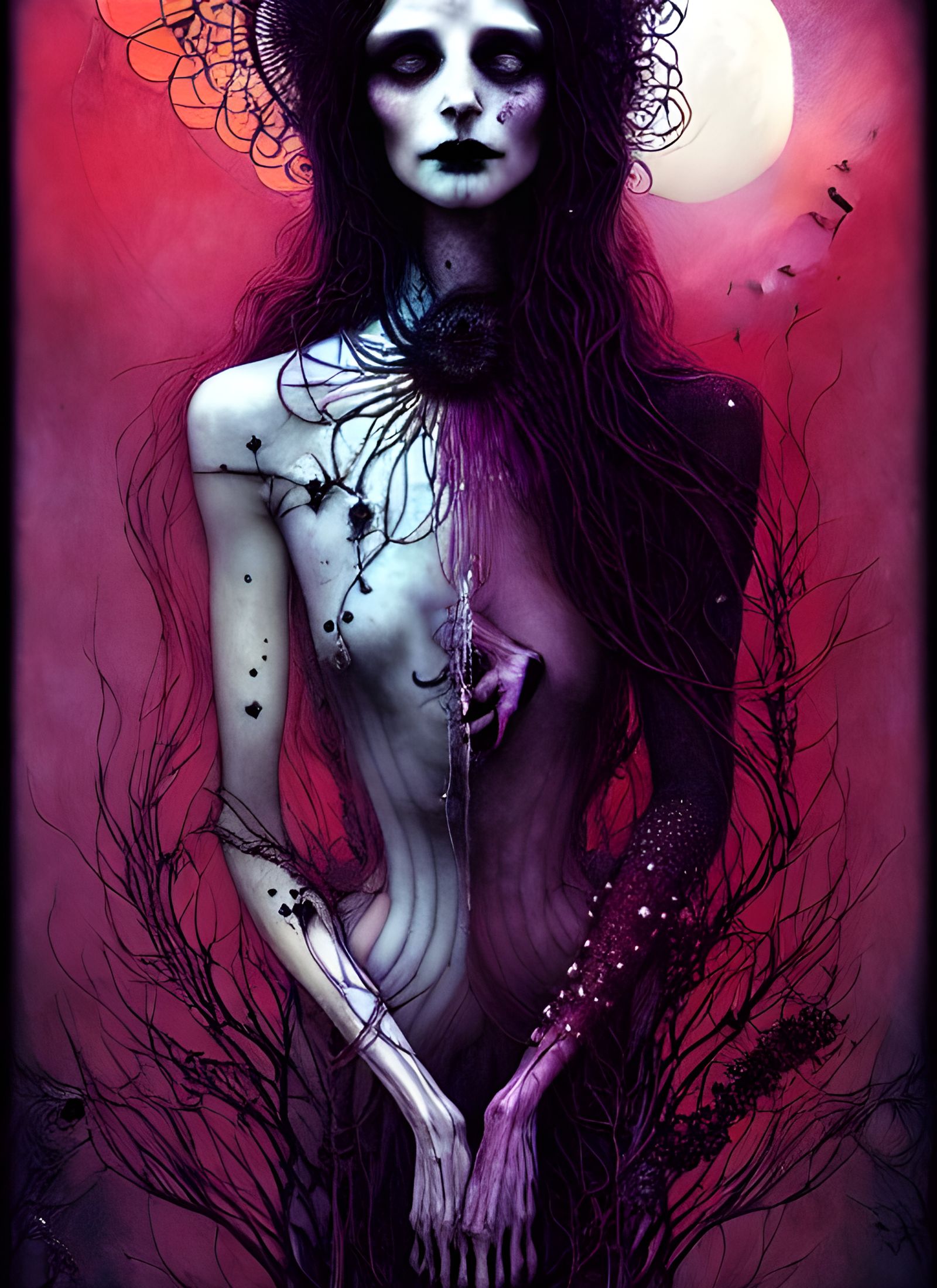 Gothic Moon Witch in Deep Color