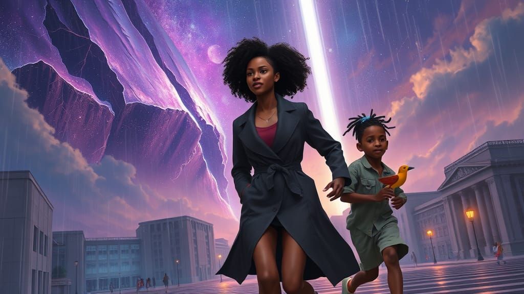 Celestial Rift Illuminates Cityscape in Dreamlike Realism