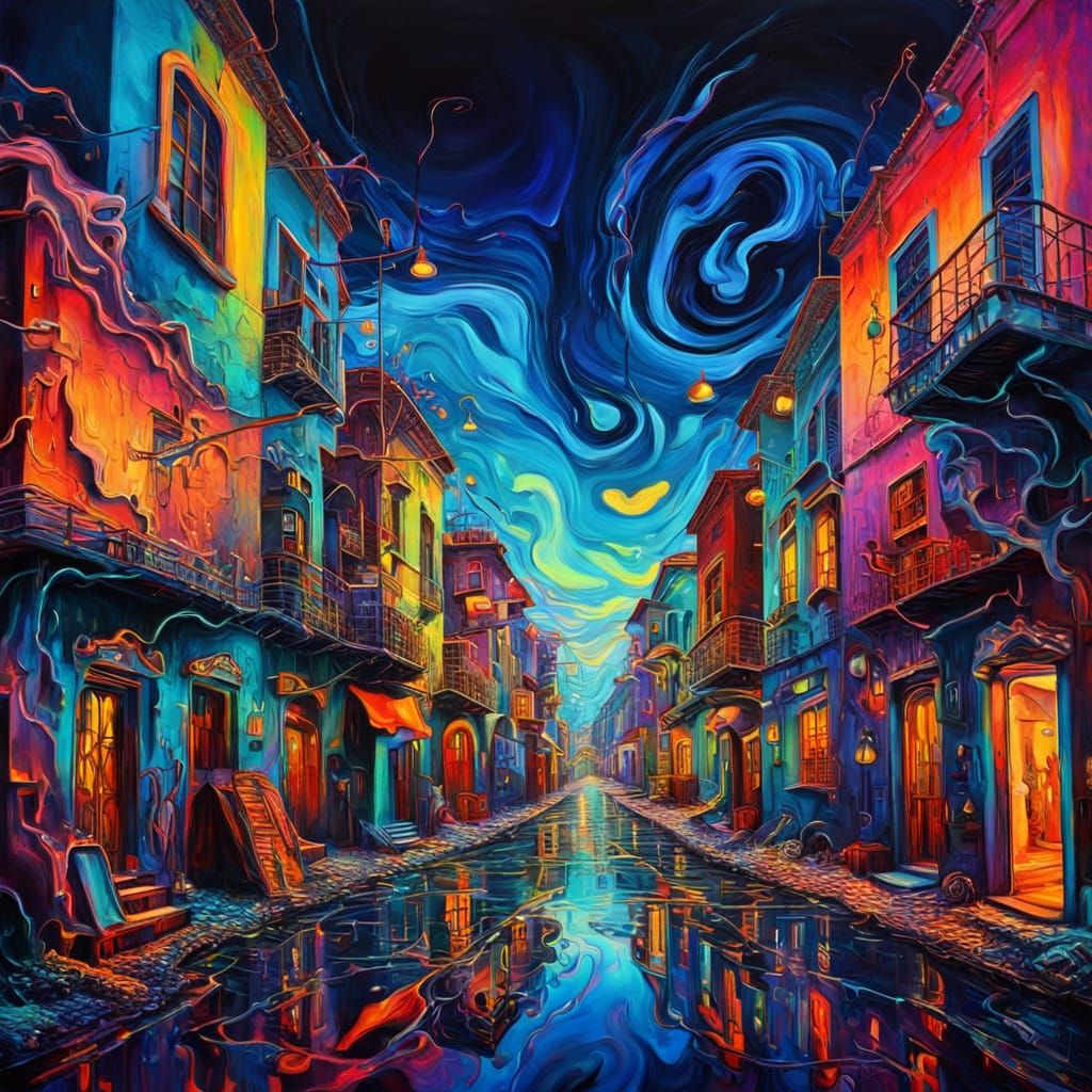 Melting Choko City: A Surreal Oil Painting