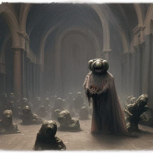 Horror Tardigrade in Doré-Rutkowski Style