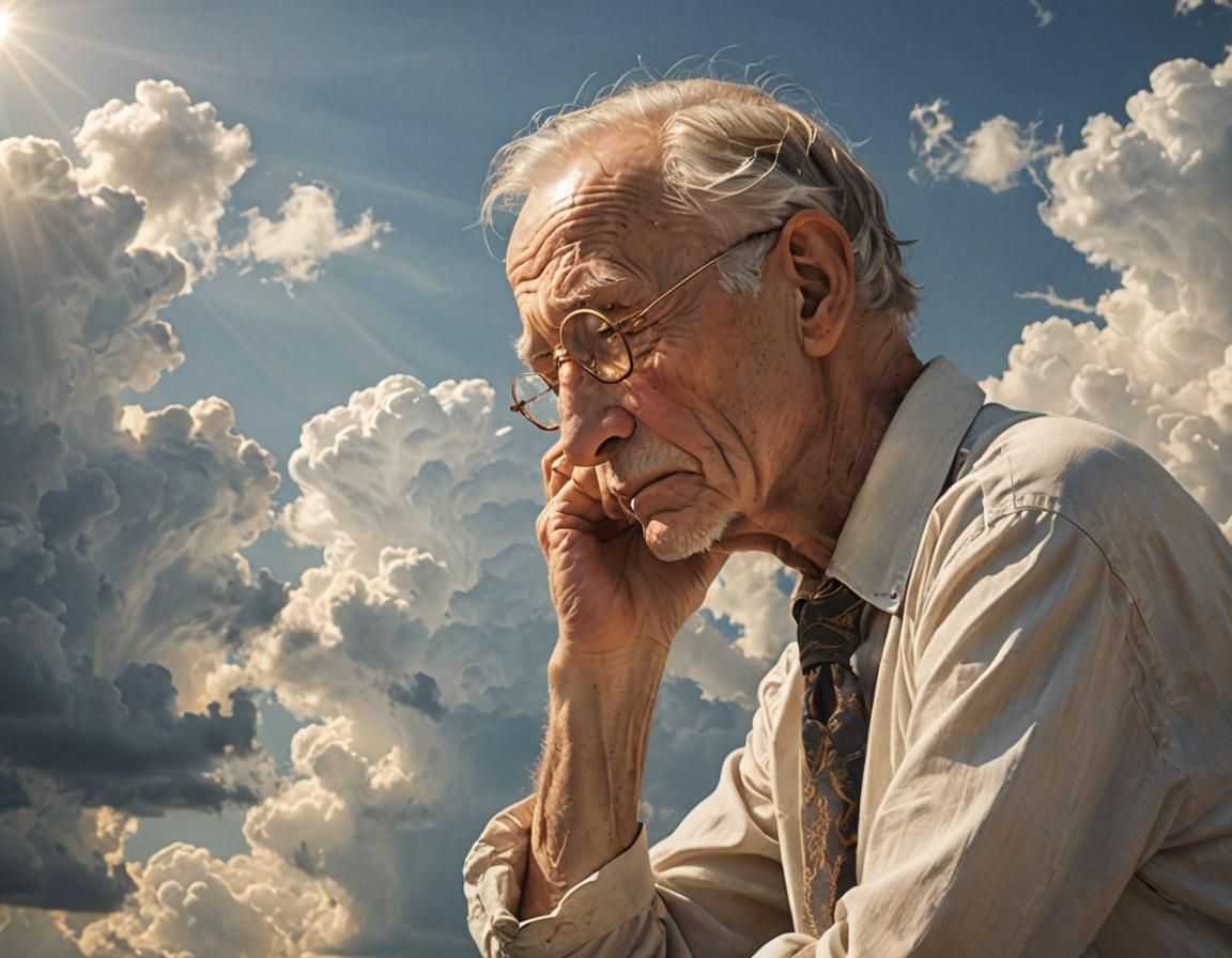 Contemplative Old Man in Divine Light