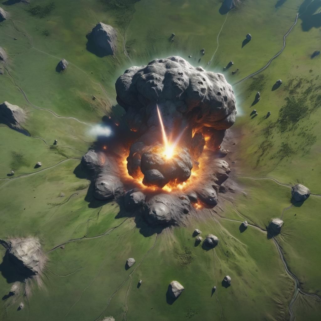 Asteroid Impacting United States: Aerial Global View