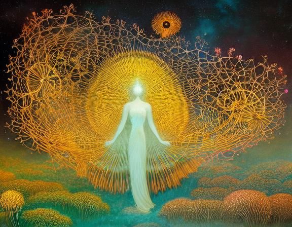 Surreal Dandelion Dreamscape in Mixed Media Style