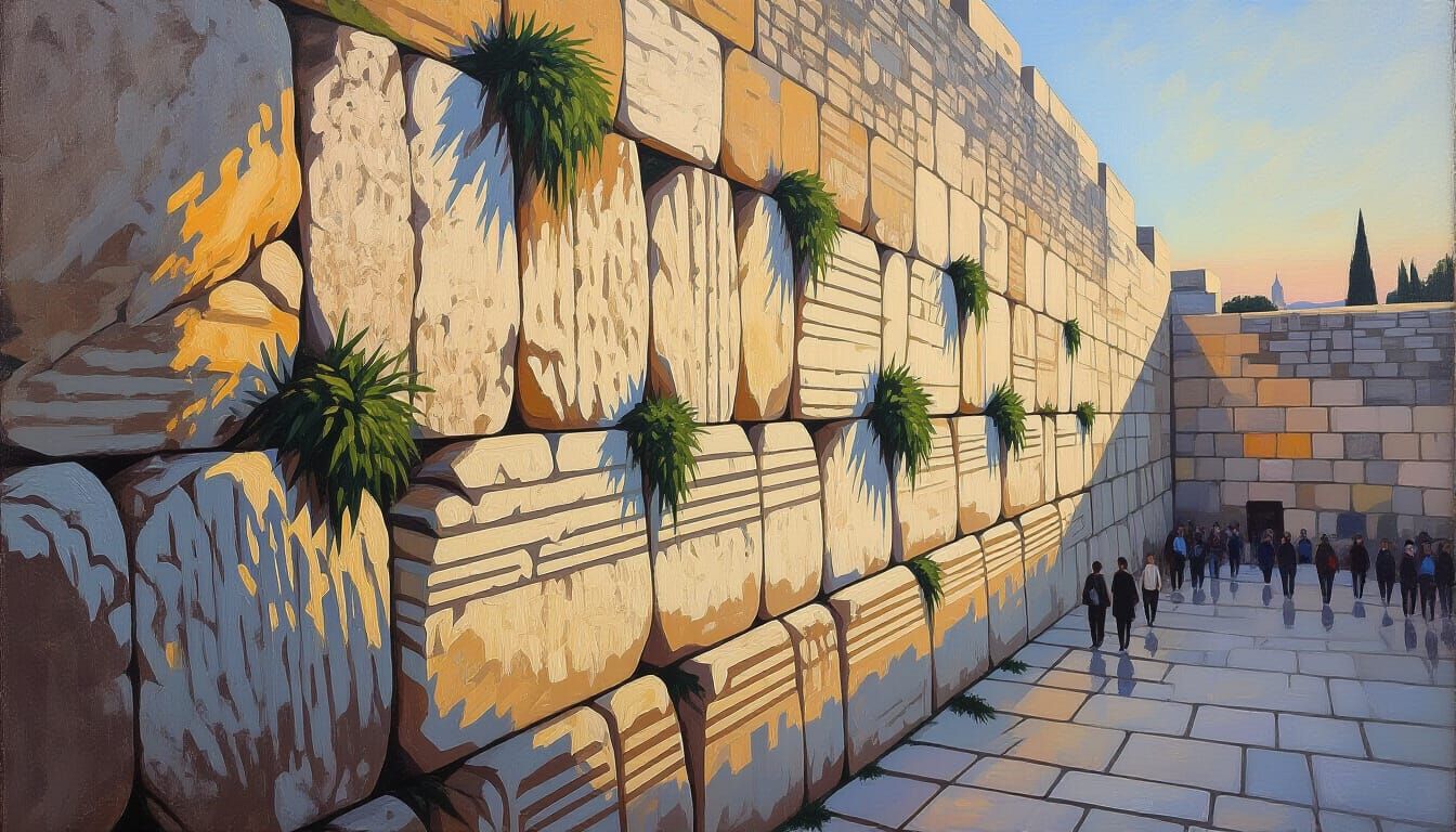 Western Wall Stones in Neo-Impressionist Style