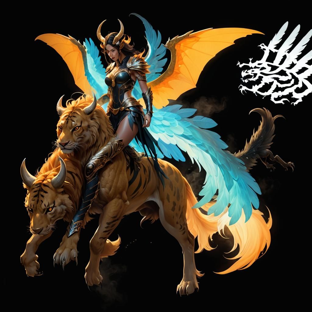 Chimera Woman Illustration in Surreal Fantasy Style