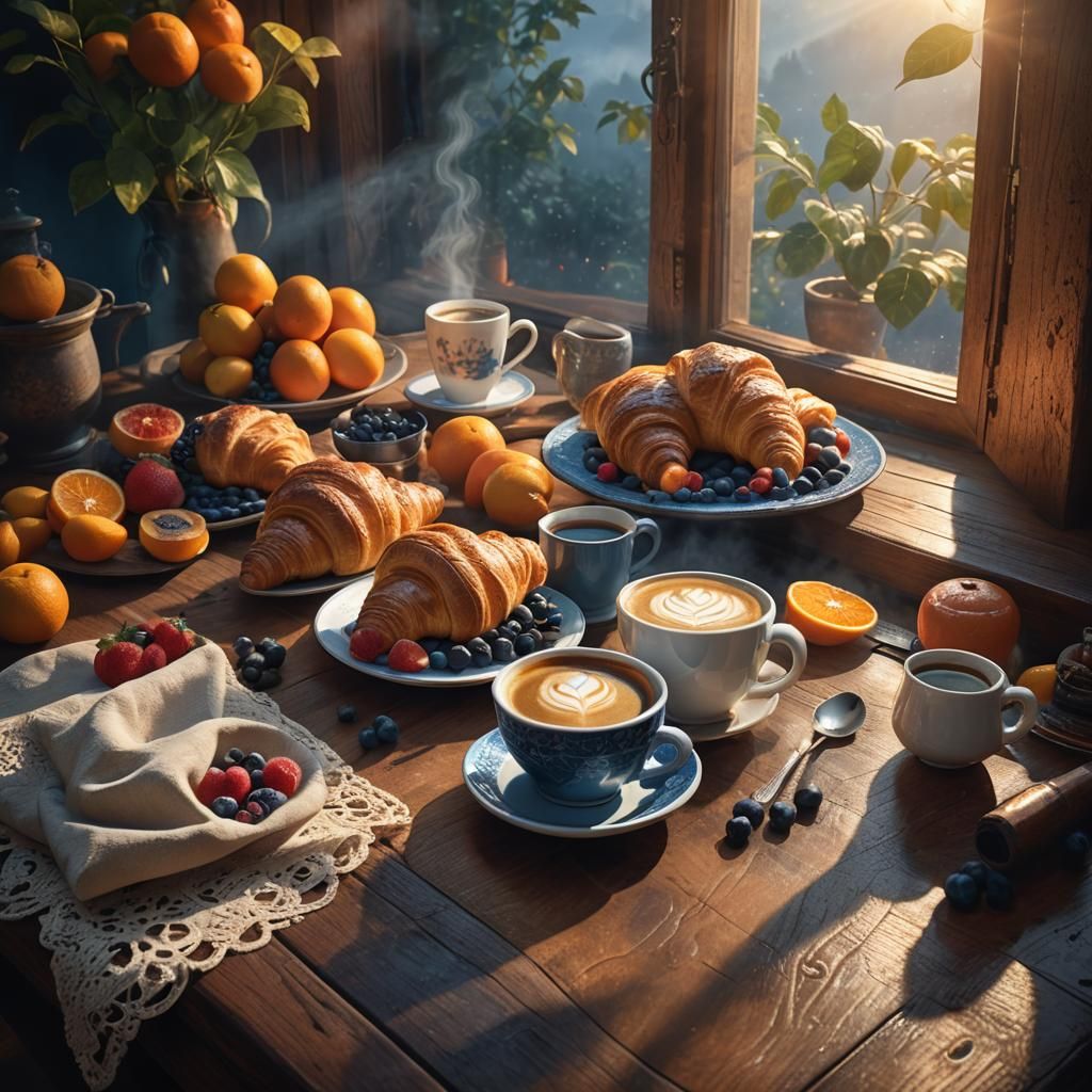 Warm Cozy Morning Still Life, Photorealistic Art