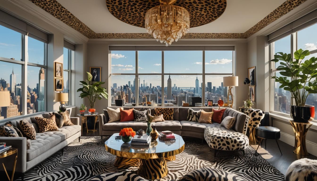 Maximalist Penthouse Interior with Animal Print