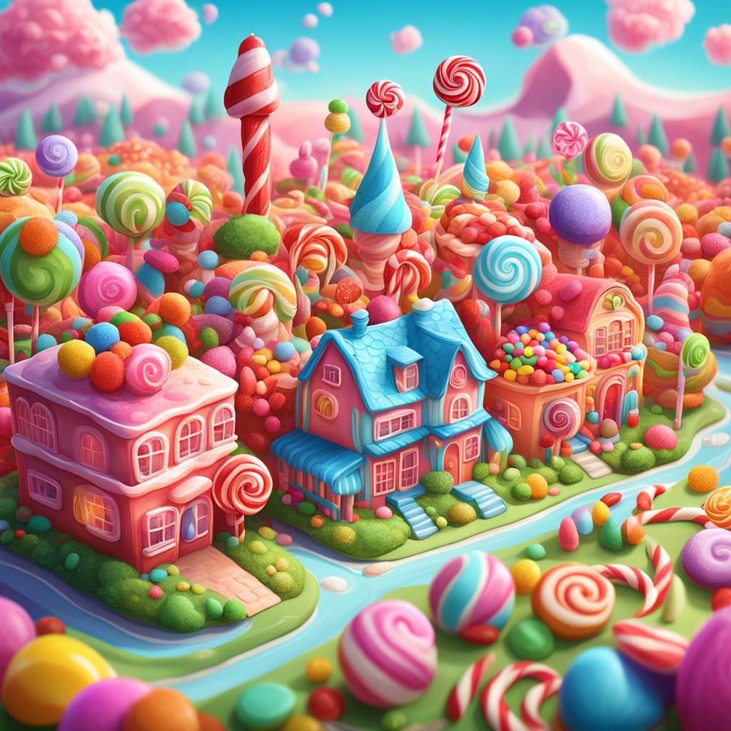 Candy World: A Hyperrealistic Digital Illustration