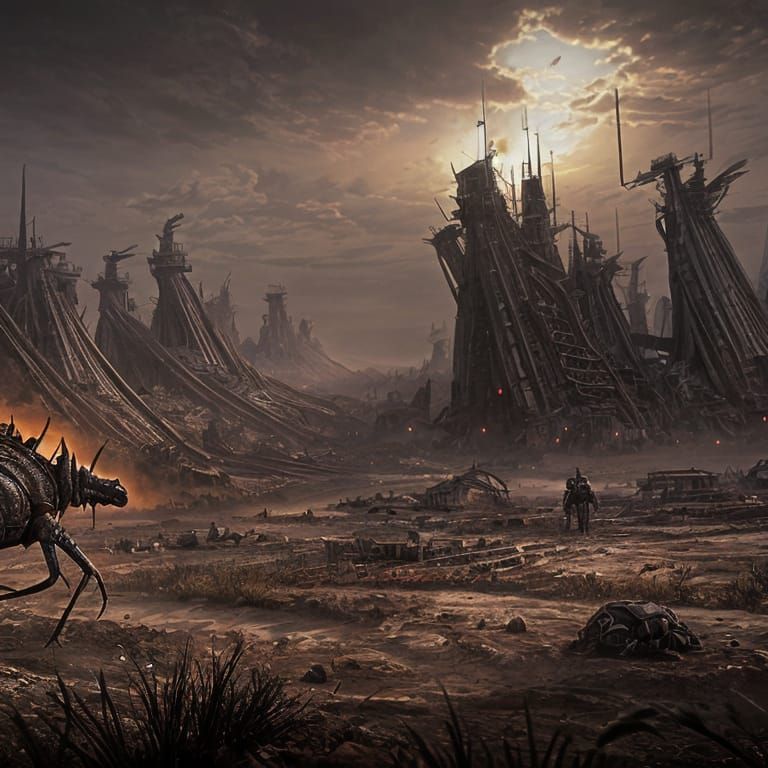 Post-Apocalyptic Landscape with Cockroach in Matte Painting ...
