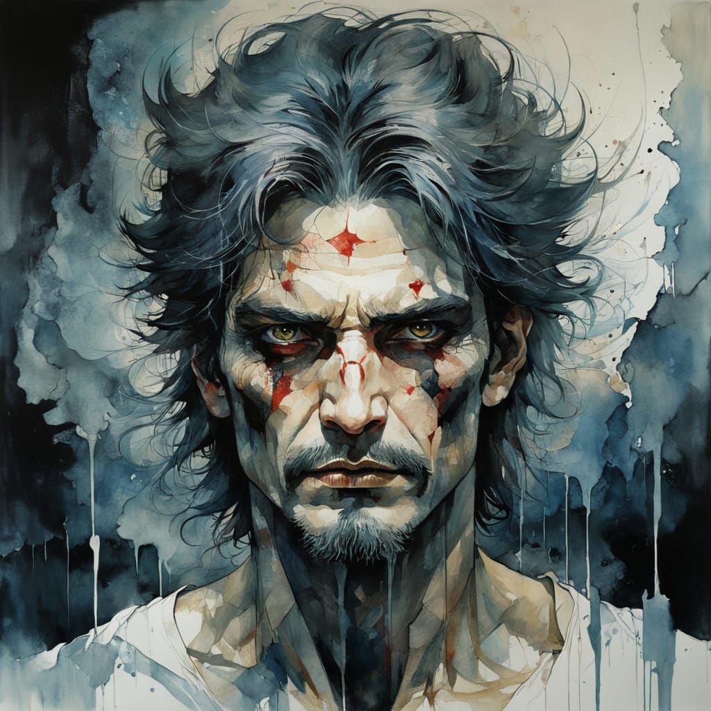 Dark Male Portrait in Nightmarish Dreamscapes