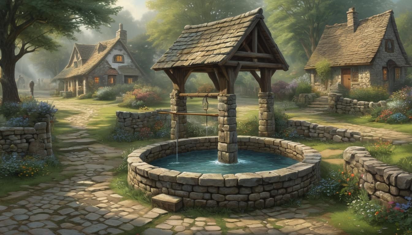 Ethereal Wishing Well in Hyperdetailed Fantasy Style