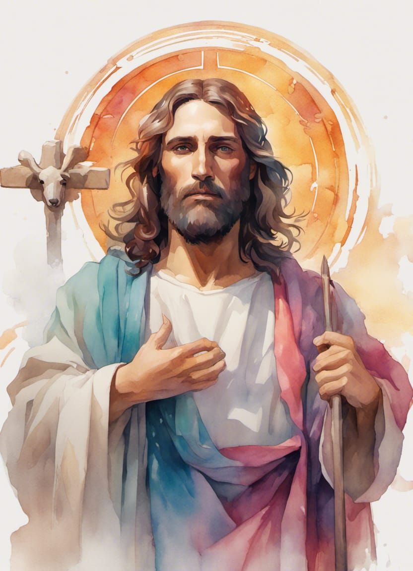 Jesus the Good Shepherd: Watercolor Concept Art