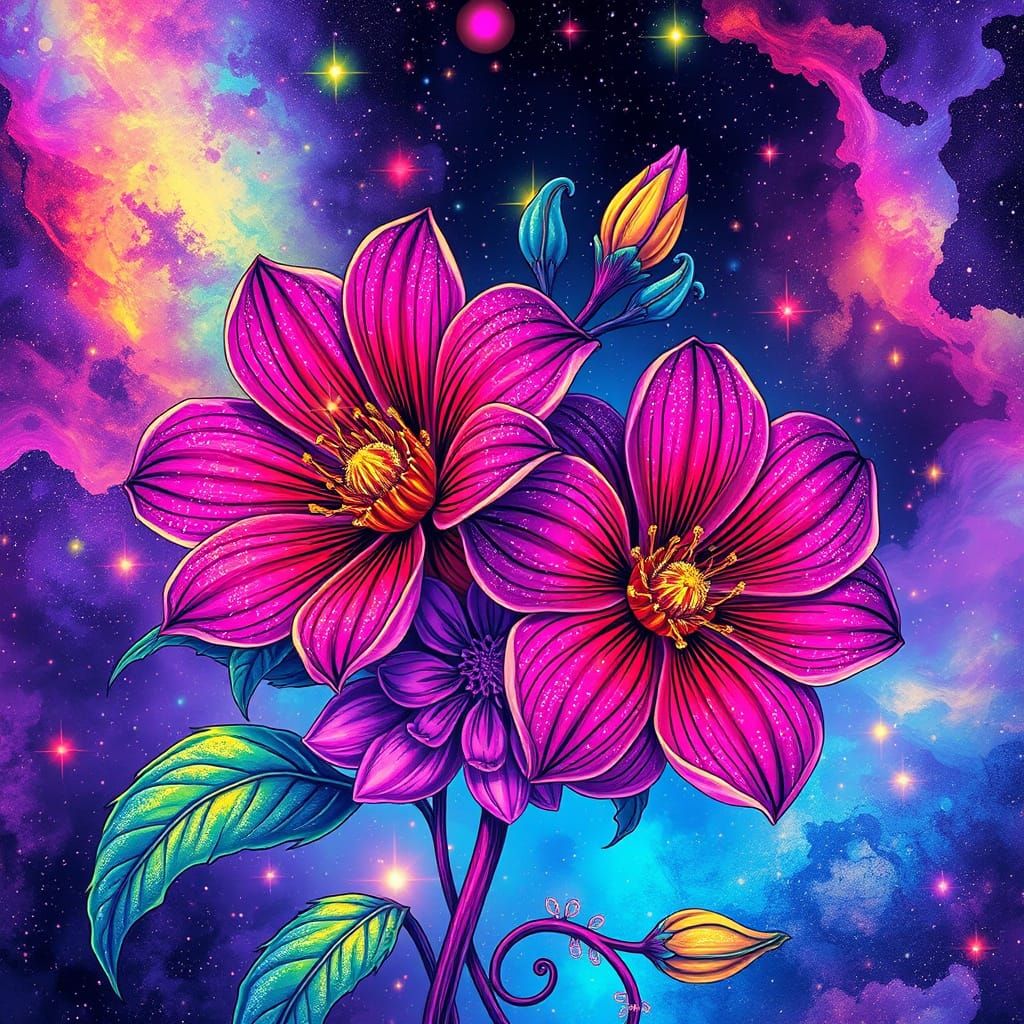 Cosmic Flowers in Holographic Astral Style