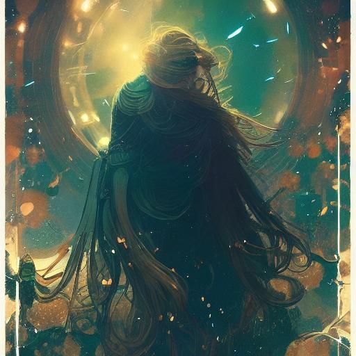 Fireflies in Hair: Hyperdetailed Art Nouveau Portrait