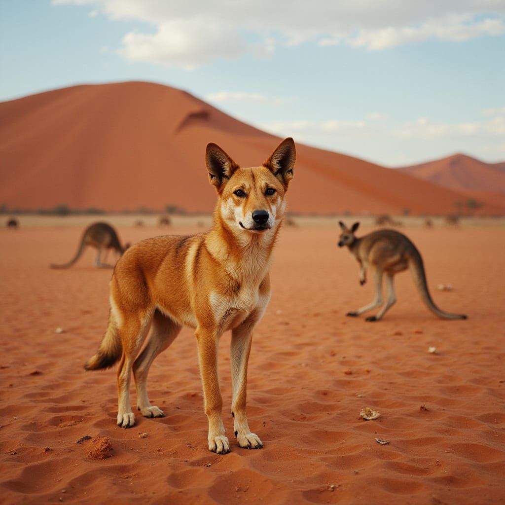 Australian Dingo in Red Desert: Cinematic Film Still