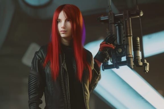 Cyberpunk Steampunk Engine with Neon Lights