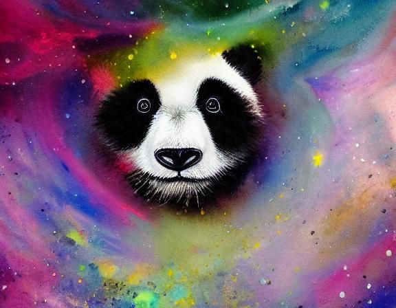 Detailed Space Panda Speedpaint in Watercolor Style