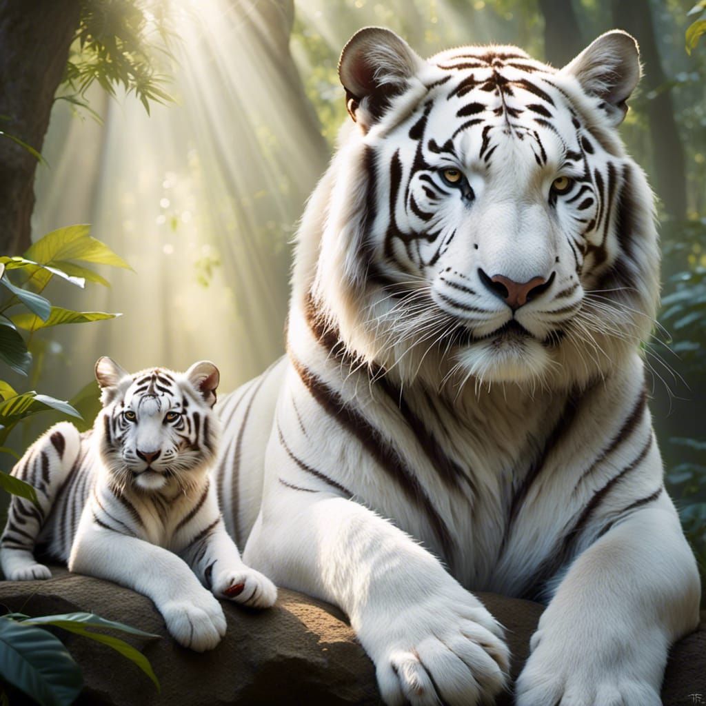 Majestic White Tiger Portrait in Sharp Focus