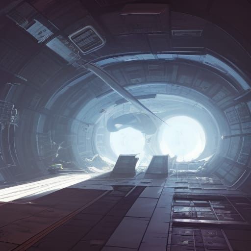 Detailed Space Station Cargo Bay Concept Art