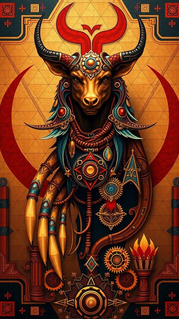 Alpha in Steampunk Geometric Splendor