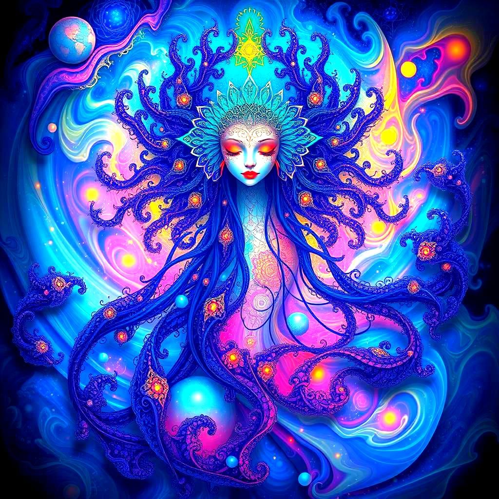 Surreal Cosmic Portrait in Max Ernst Style