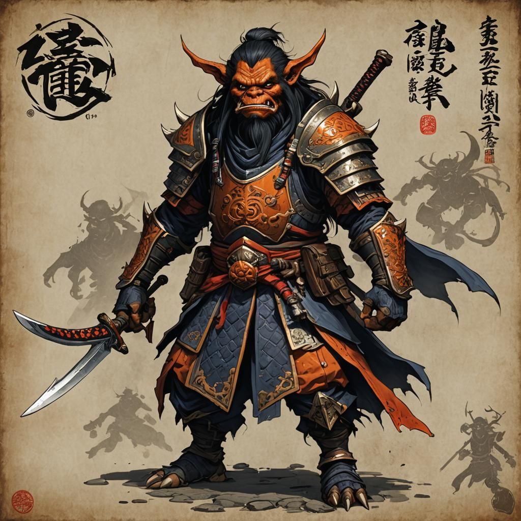 Hobgoblin Samurai Eldritch Knight in Edo Fashion