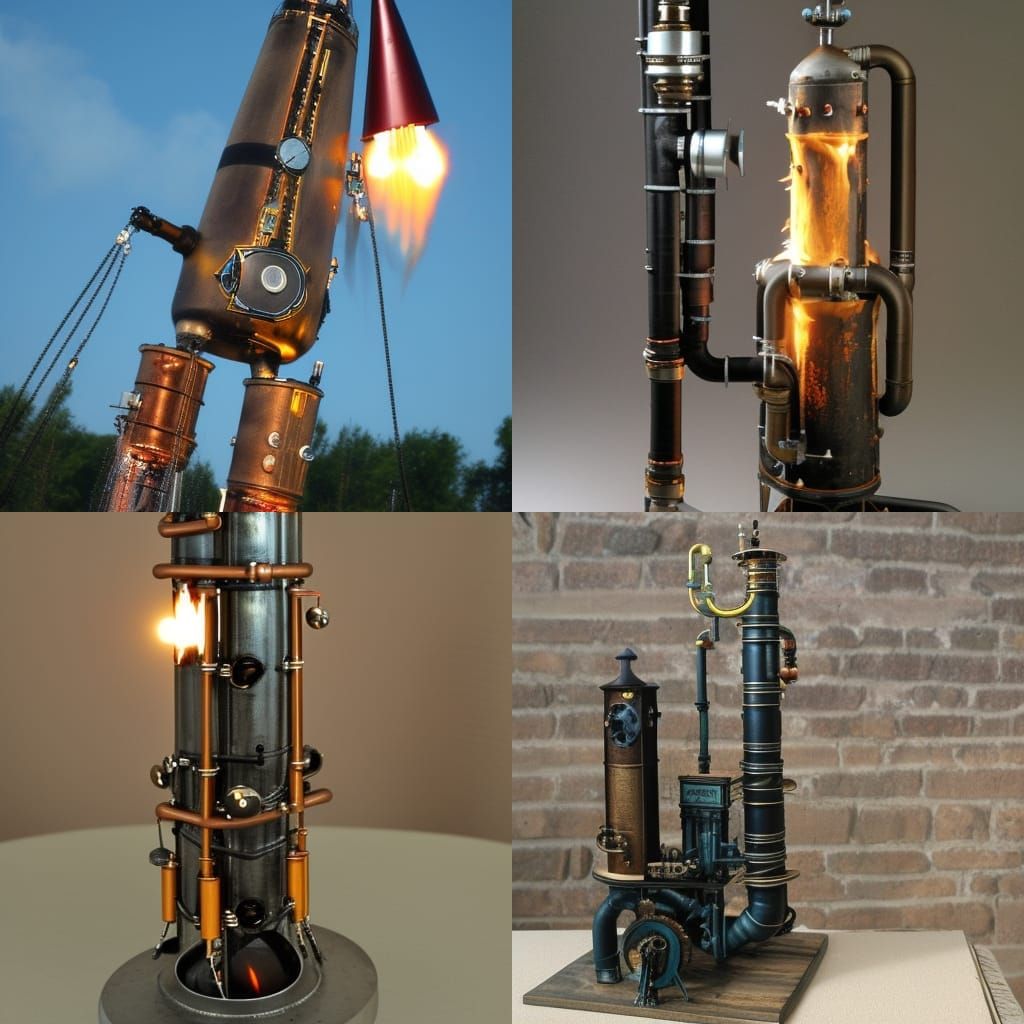 Steampunk Coal-Powered Rocket with Fins