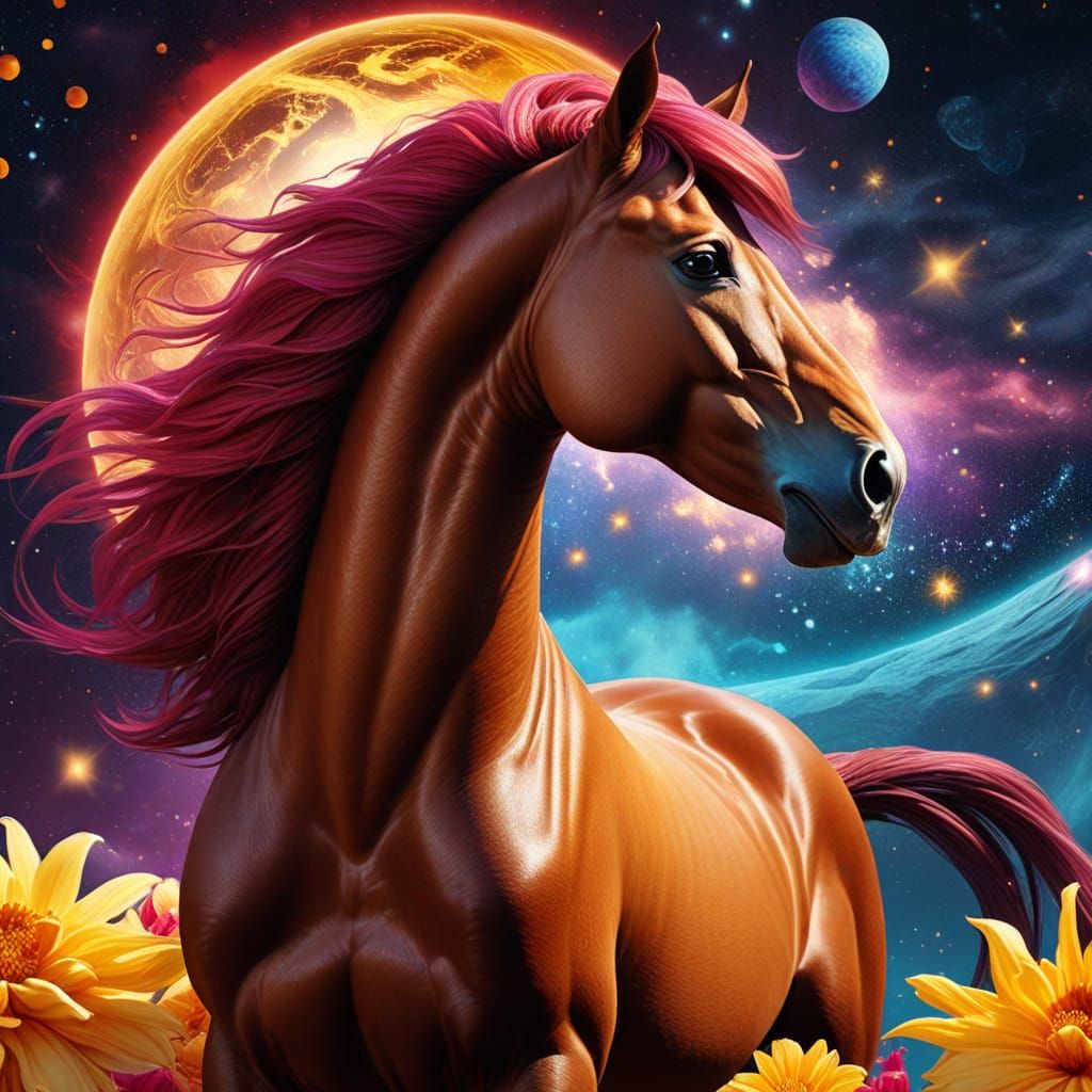 Arabian Horse in Cosmic Astral Dreamscape