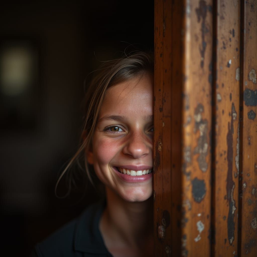 Smiling Door Portrait in Style of Studio Photography