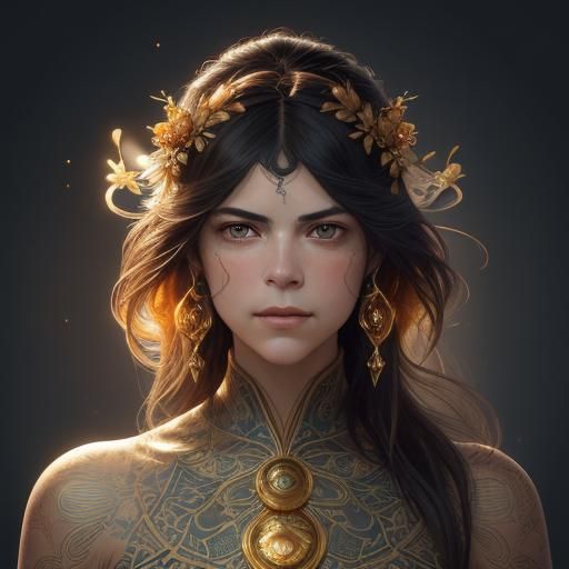 Introspective Portrait in Art Nouveau Style