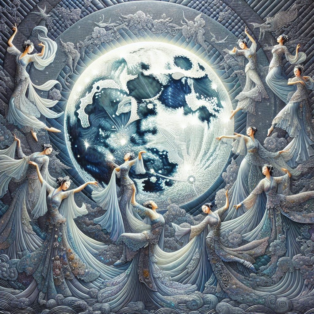 Ethereal Dancers Bathed in Silver Moonlight