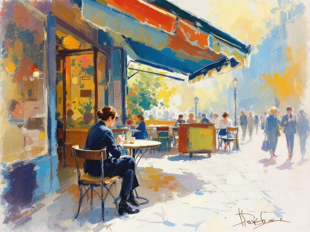 Impressionistic Paris Street Scene in Soft Pastel